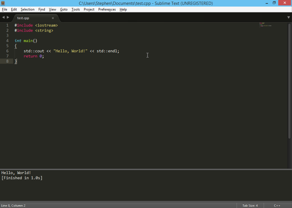 how do you compile and run c code in sublime text 3 for mac
